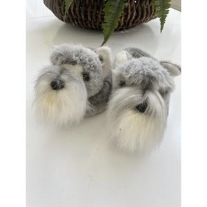 VTG RARE 1990 Slipper King Scottie Dog NEW slippers Grey white ￼￼PA2115-OH14051